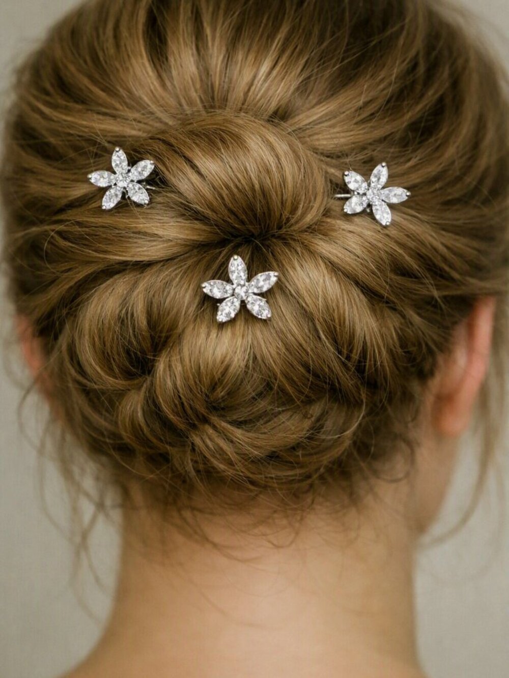 NEW ~ CRYSTAL FLOWER BUN PINS